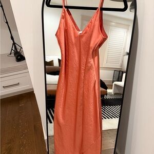 Wilfred Peach Satin V-Neck Dress